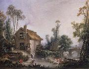 Francois Boucher Landscape with a Watermill oil painting reproduction